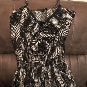 Ruffle black and cream romper